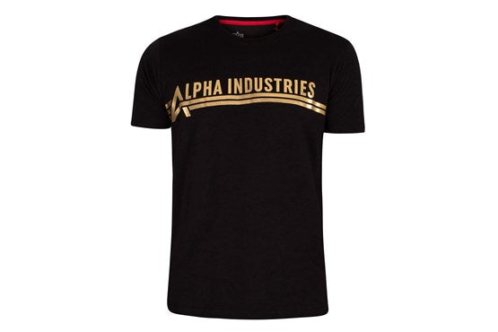 Alpha Industries T-Shirt Basic Print – Schwarz/Goldgelb