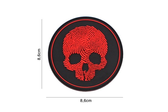 Fingerprint skull 3D PVC rot Rubber Patch