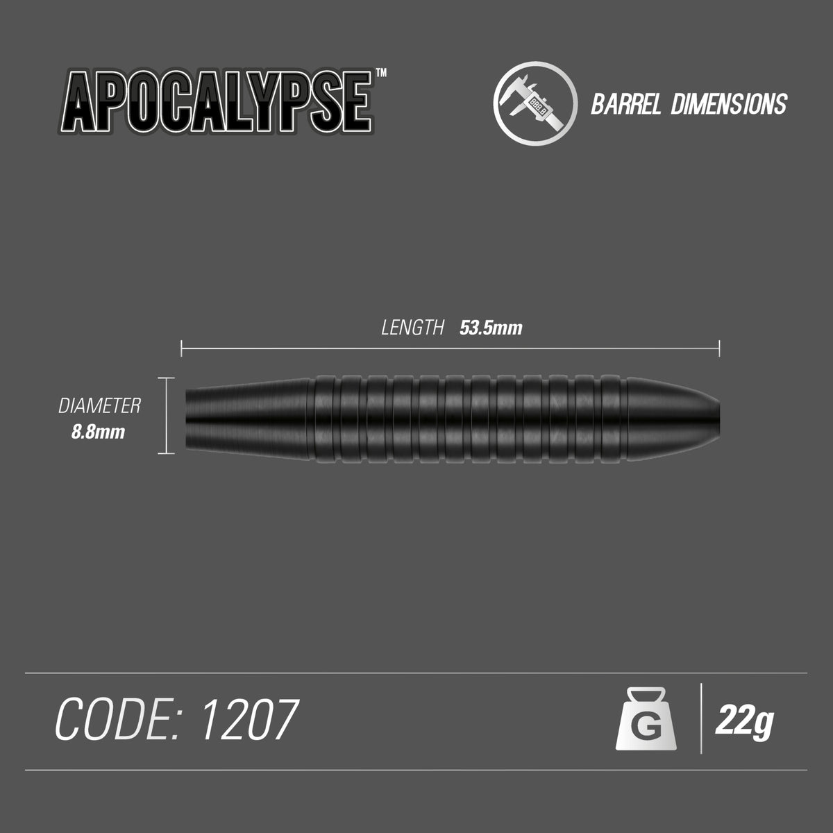 Winmau Apocalypse Steeldart Messing schwarz 22 g / 24 g
