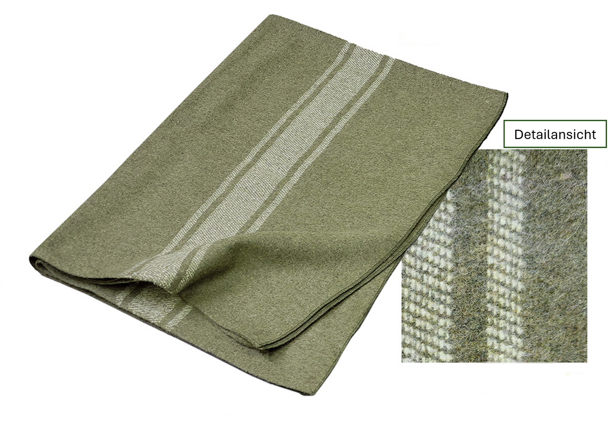 Italienische Armee Wolldecke Schurwolle 210x160 cm Oliv – Neuwertig