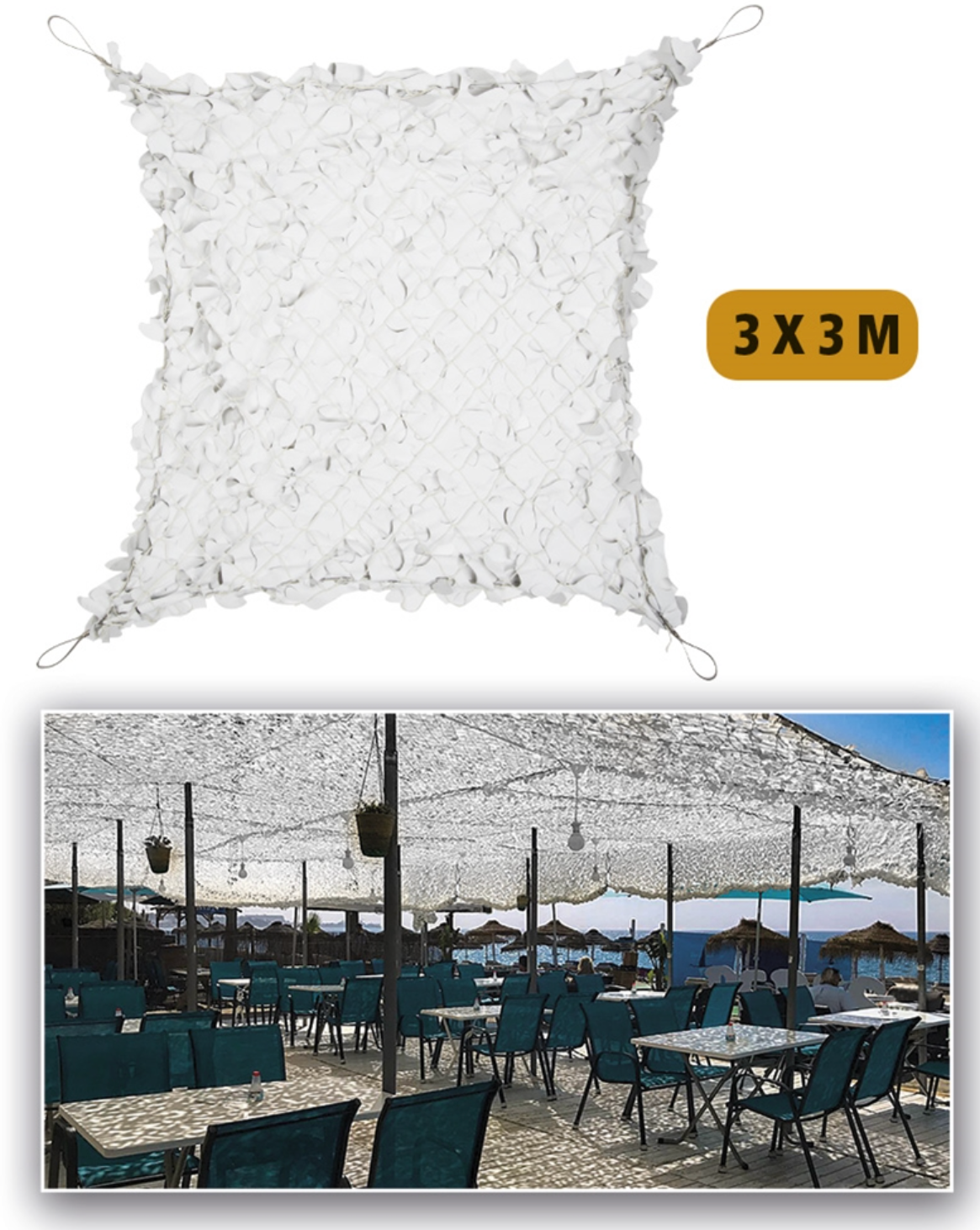 Mil-tec Shadow Sail Sonnensegel 3×3 m wendbar weiß/grau