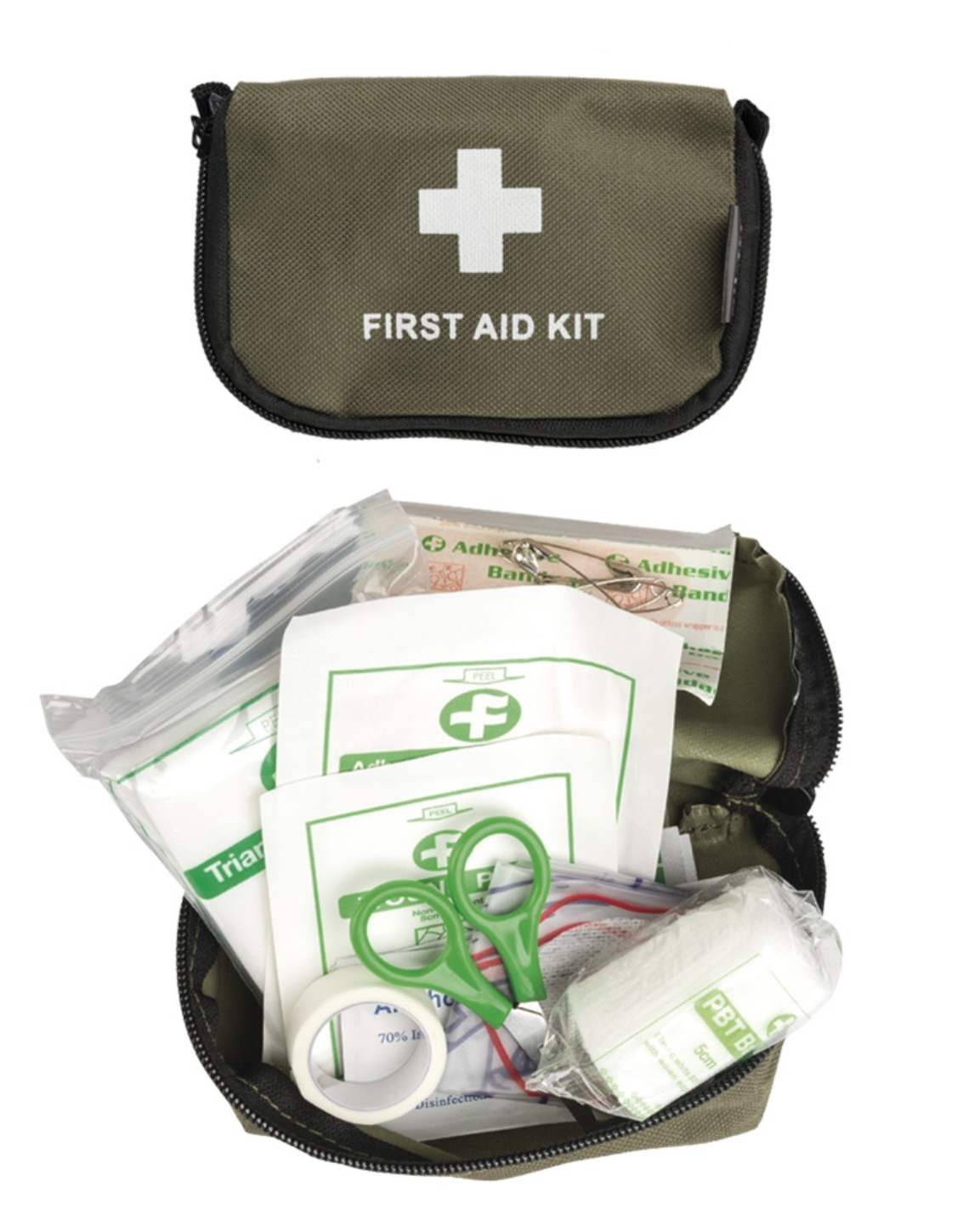 MFH First Aid Kit SM – Kompaktes Erste-Hilfe-Set Oliv 14x9x5 cm