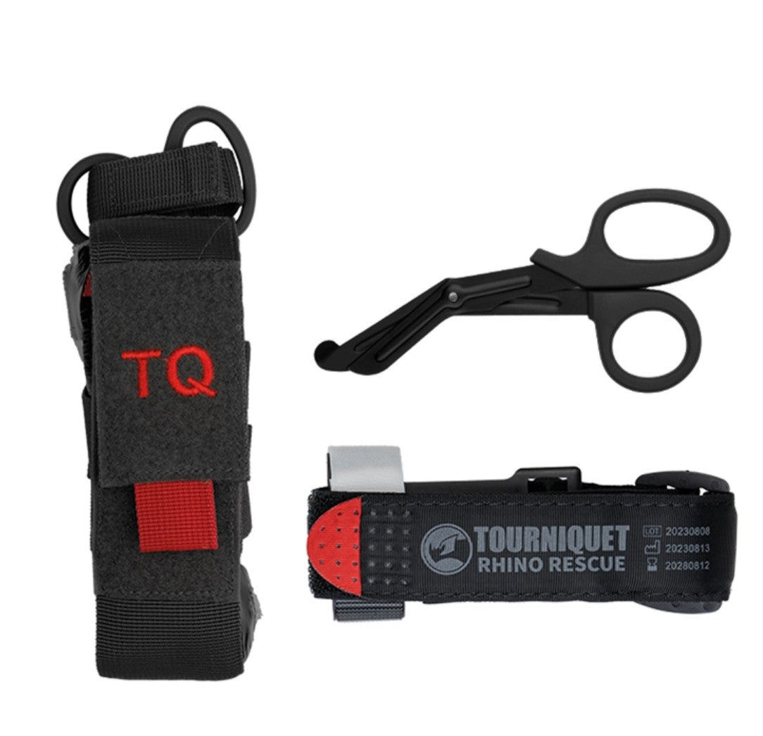 Rhino Rescue Tourniquet-Set mit Tasche & Schere – Schwarz