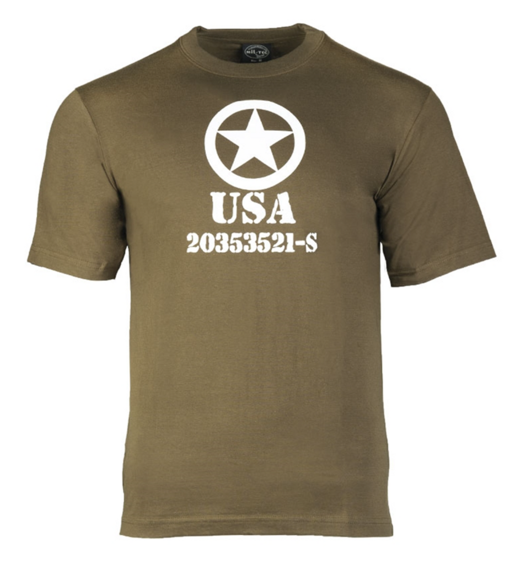 US Army T-SHIRT M.DRUCK ′ALLIED STAR′ OLIV 100% Baumwolle 140 g/m²