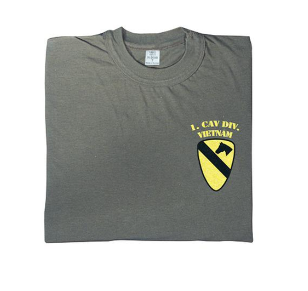 US Army T-SHIRT 1.Cav.Div.Vietnam OLIV 100% Baumwolle 140 g/m²